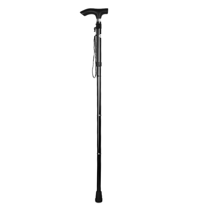 T-handle Telescopic Walking Stick for the Elderly Baton Hiking Trekking Poles 83-93cm Portable Aluminum Folding Stick: Black