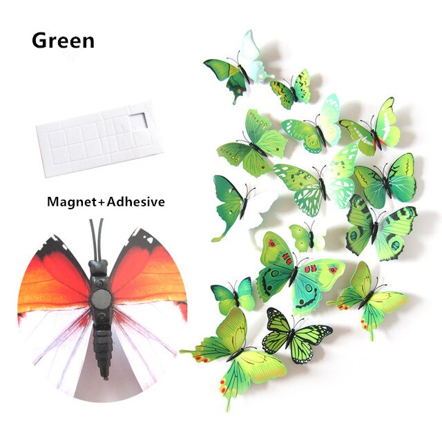 12 stuks bloemen vlinder diy decoratie stickers kinderen diy knutsel thuis feest decoratie kamer muurkunst: C