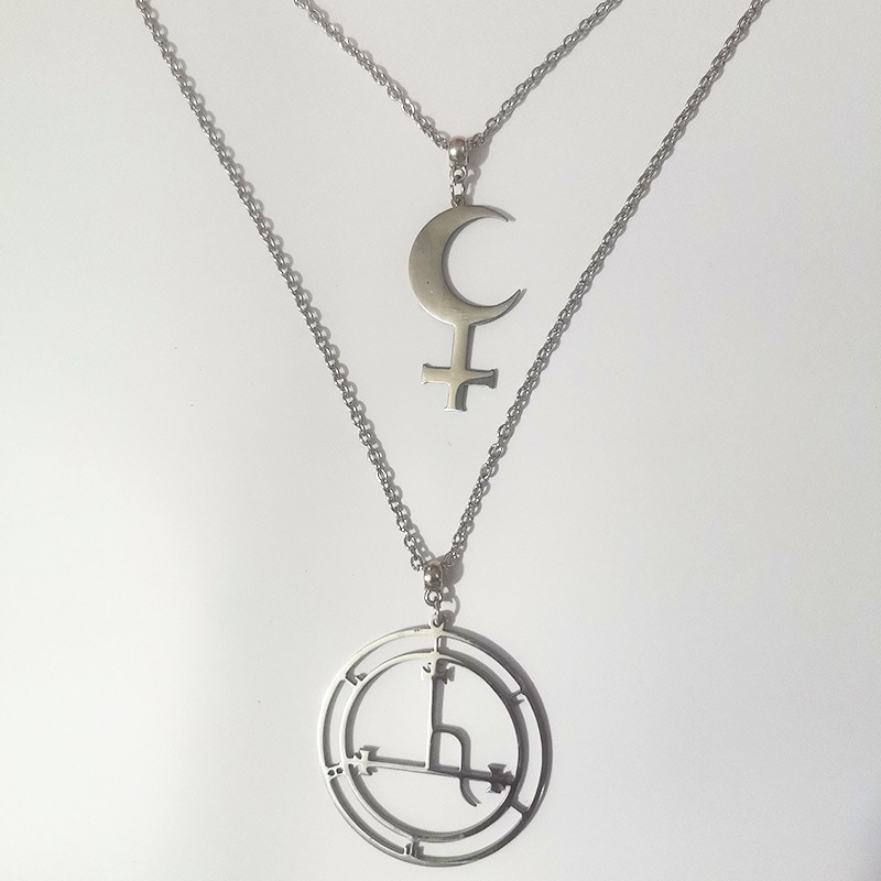 Doppia collana di Lilith/gioielli da strega/gioielli gotici/marchio di Lilith/lucifero/marchio di leviatano