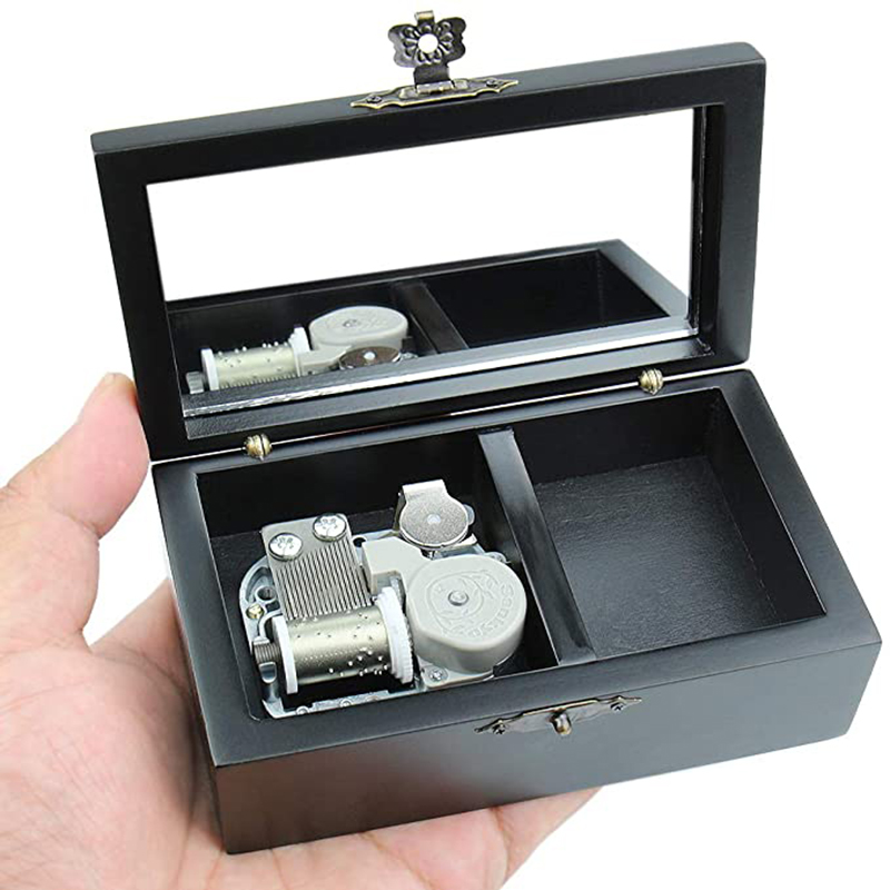 ROSIKING Vintage Wood Carved Mechanism Musical Box Wind Up Music Box Jewelry Box (Red Box, Kingdom Hearts)…