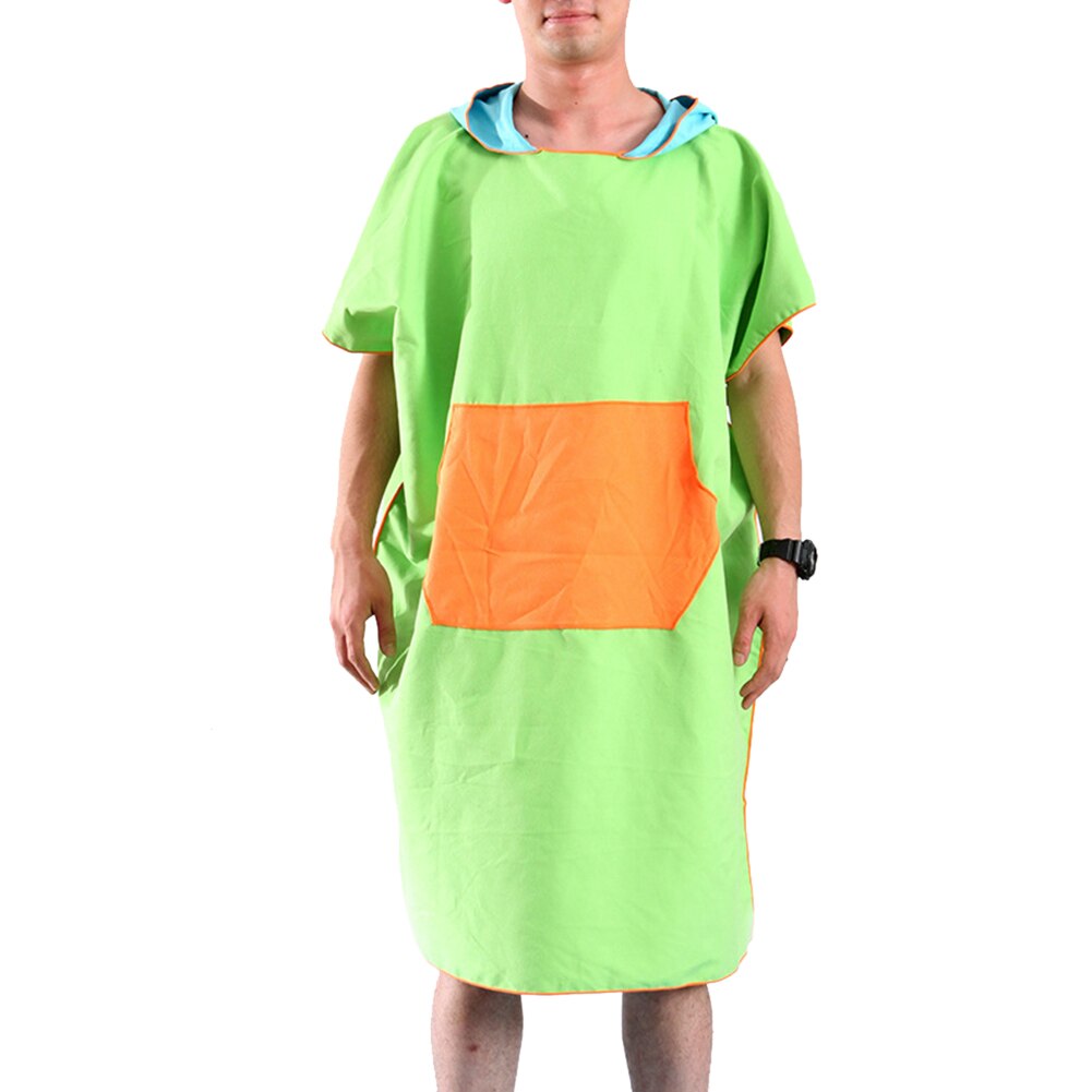 Beach Home Hooded Cloak Unisex Changing Bath Towel Microfiber Swimmers Sports Adults Poncho Bathrobe Quick-dry Outdoor: Green