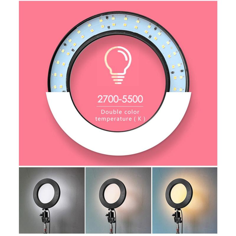 2 tipos de estúdio anel luz anel lâmpada com kit 2700-5500 k led selfie anel luzes iluminação fotográfica regulável para telefone vídeo