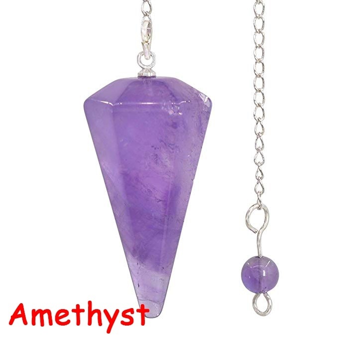 Pedra natural quartzo ágata pingente reiki cura cone ametista charme pêndulo pingentes para adivinhação radiestesia reiki cristais: MARROM