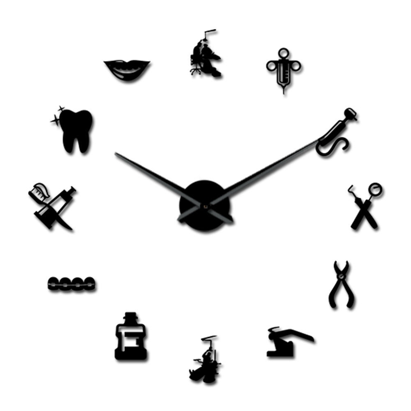 Dentist DIY Giant Wall Clock Oversized Wall Clock Big Needle Mirror Dentist Office Decor Dentist A: Default Title