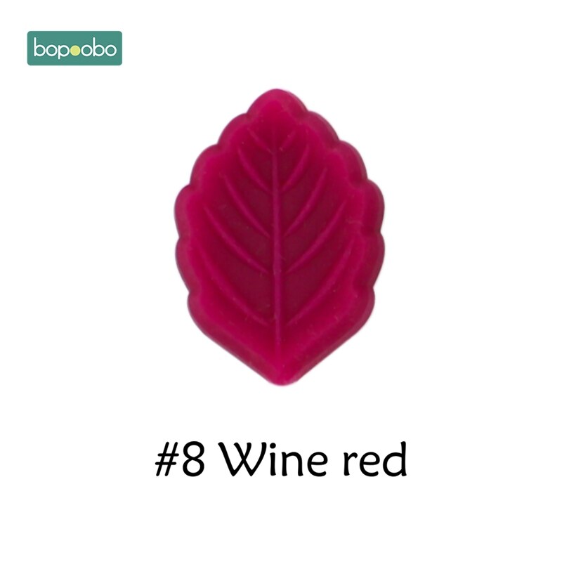 Bopoobo 5pc Silikon Perlen Blatt sehr klein Stange BPA FREI Silikon Beißringe Baby Spielzeug Silizium Perlen DIY Baby Zahnen Silikon nagetier: Wein rot Blatt