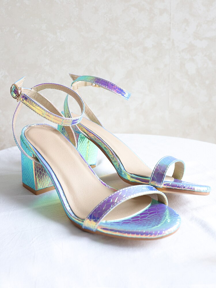 Women sandals cork upper Strappy Chunky Block Sandals Ankle Strap Open Toe mid height heel for Office Shoes Sandals: MULTI / 6.5