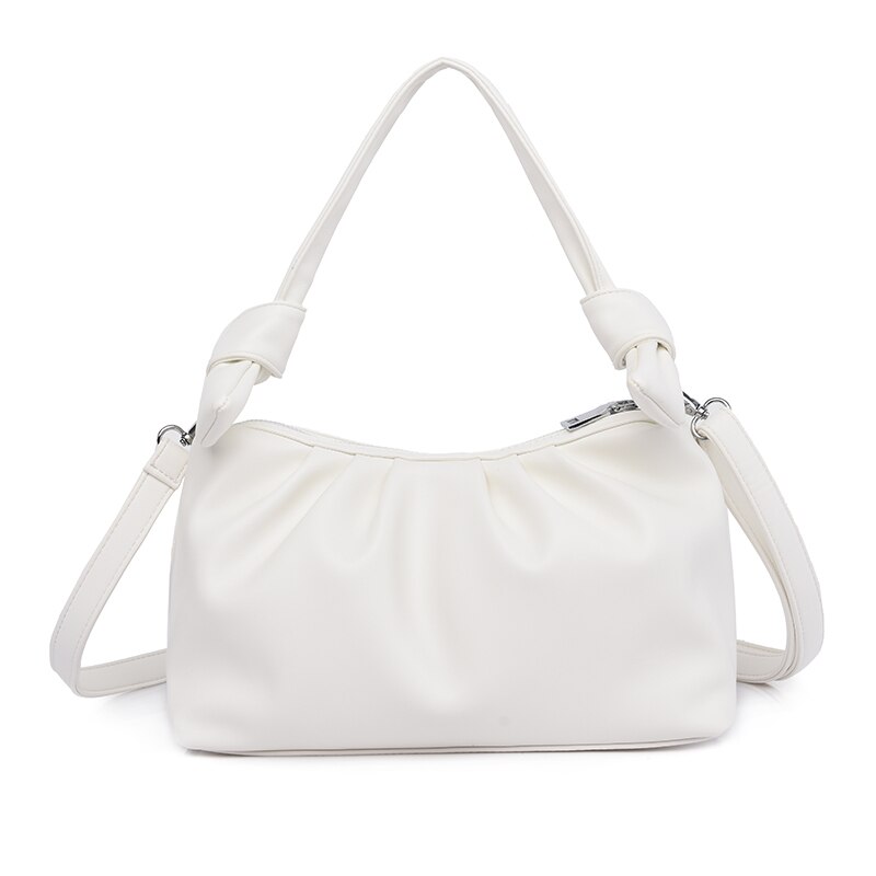Das mulheres plissado nuvem saco do plutônio laranja vermelho branco pequenas bolsas e bolsas 2021 quente moda feminina ombro sacos axilas: Branco