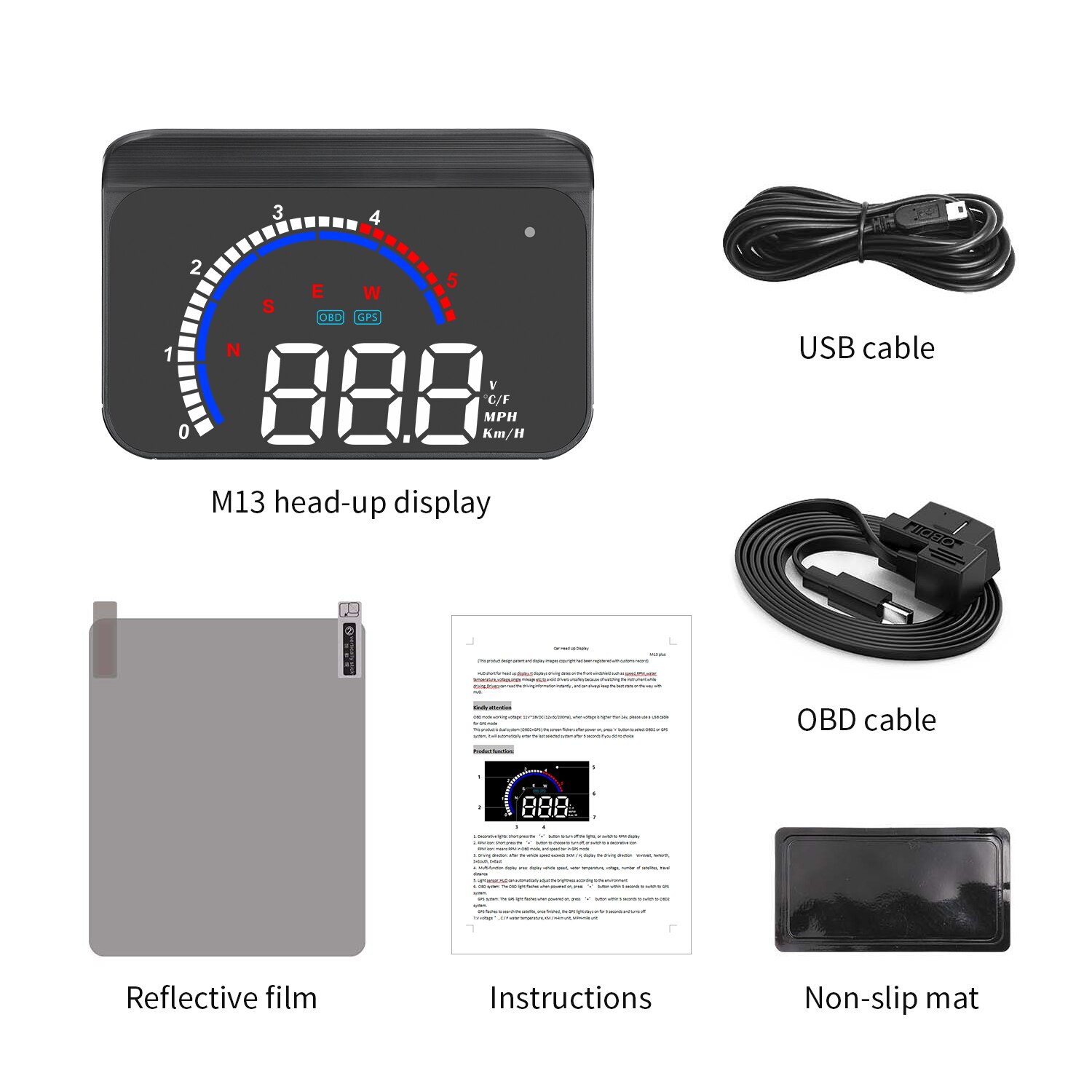 WiiYii M13 HUD OBD2 head up Display Car MPH Auto Electronics Detector Oil Consumption OBD2 HUD windshield Projector