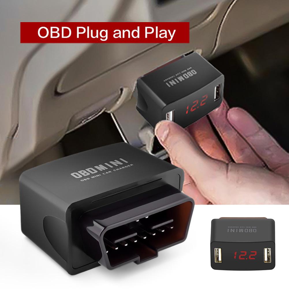 12/24V Obd Led Voltage Display Dual Usb-poort Opladen Auto Voertuig Telefoon Oplader Usb-poort Opladen Auto voertuig Telefoon Oplader Char