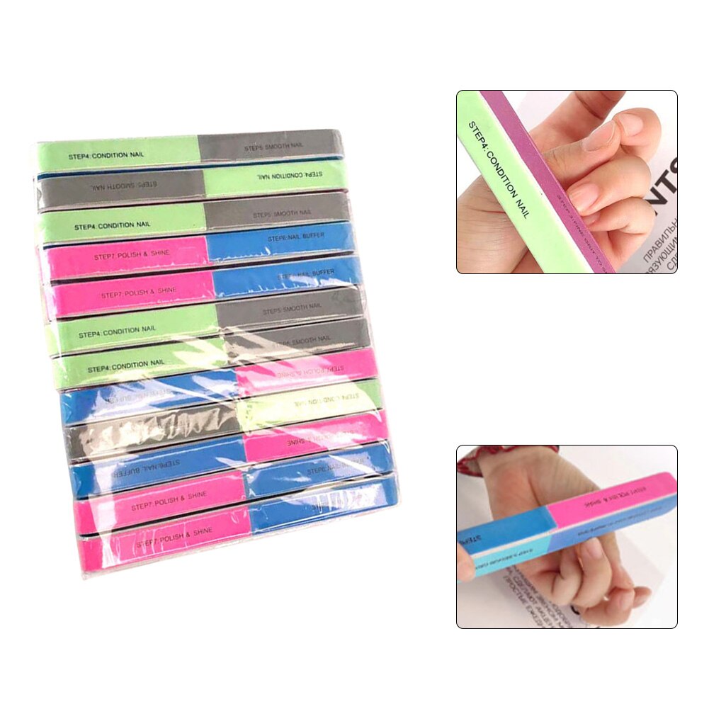 12PCS Nail Files Profession Nail Buffer 7 Sided Emery Boards Sanding Buffer Block Manicure Tools for women