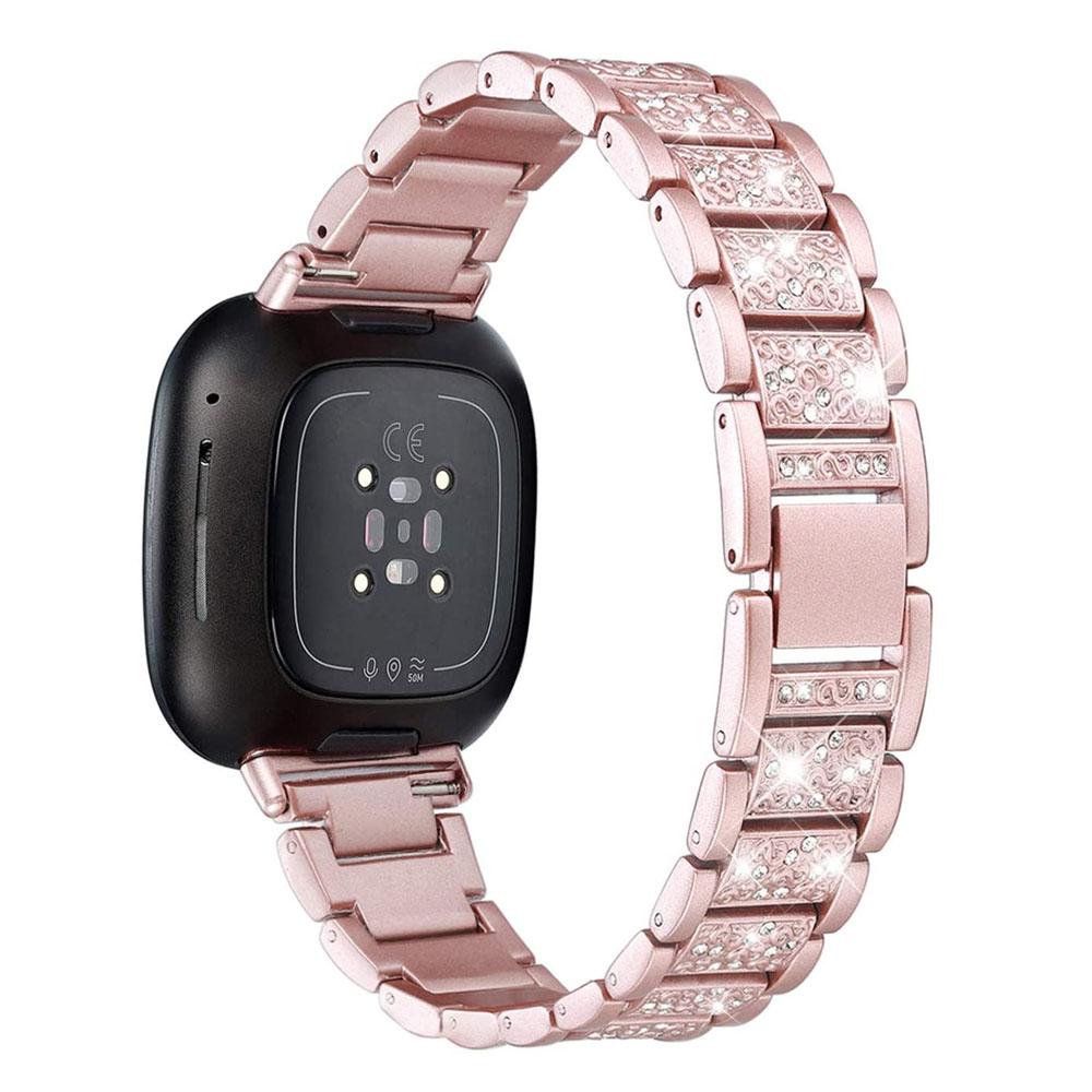 Metal Pink Bling Bracelet for Fitbit Sense 2/ Versa 3 Band Watch Strap Replacement Bling Watchband for Fitbit Versa 4 Sense Band: XXXL / Sky Blue