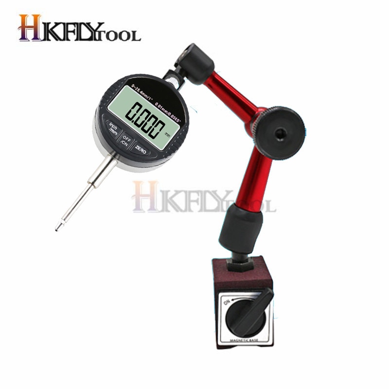 0-25.4mm digital urskiveindikator 0-12.7mm/0.5 '' 0.01 med mini magnetisk basismagnetstandholdermåler måleværktøj