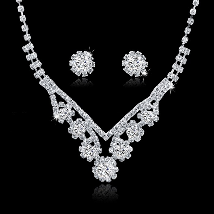 Sselam-ensemble de bijoux en strass pour femmes, ensemble de bijoux de mariage, collier, boucles d&#39;oreilles, pompon, accessoires, SET150067: SET150040