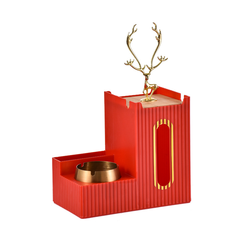 Paper Box Wall-Mounted Home Living Room Punch-Free Upside-Down Kitchen Bedroom Toilet Storage Wall Hanging Tissue Holder: Red Ashtray