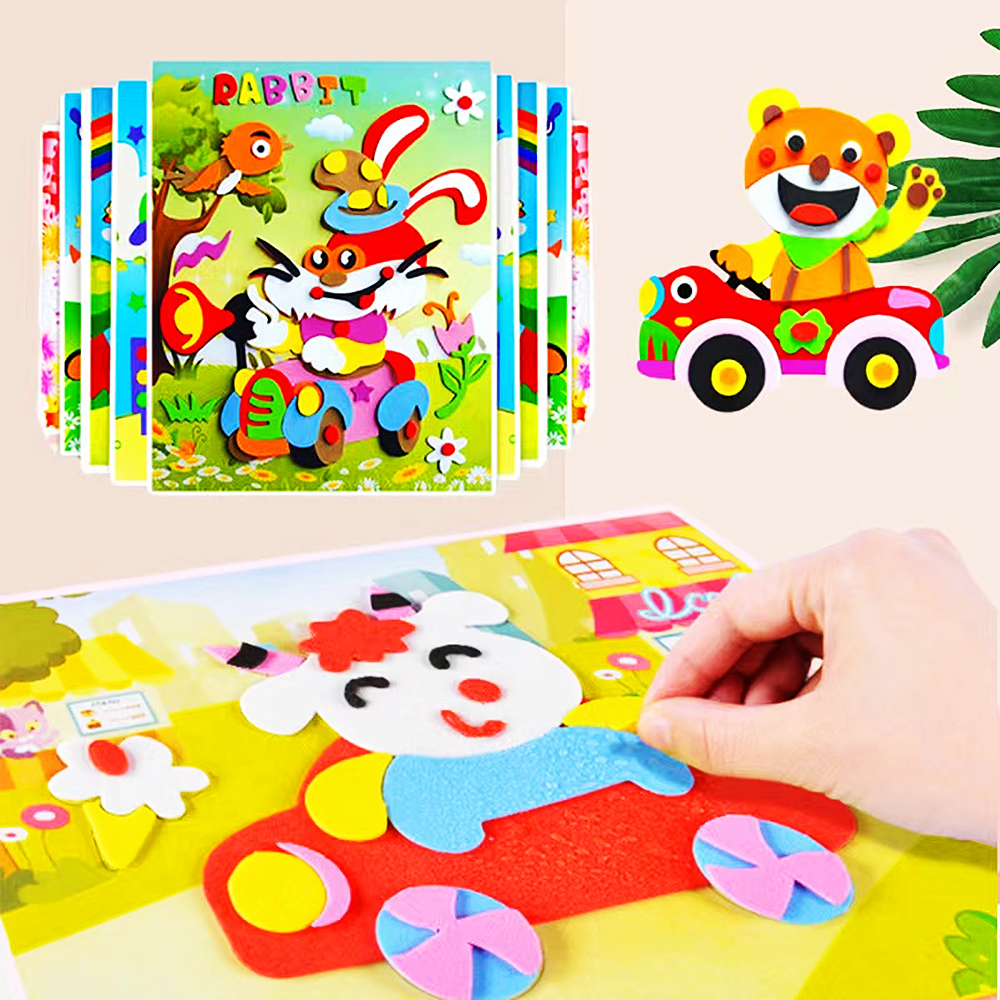 10 Stuks 20 Patronen Eva Foam Diy Stickers Dier Puzzel Spel Kinderen Verjaardagsfeestje Gunsten Kerstcadeaus Kleuterschool Prijzen