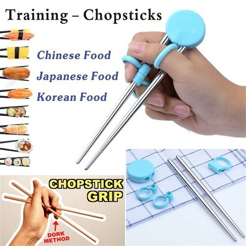 Chopsticks for Beginners Children Training Using Chopsticks Silicone Ring Removable Stainless Steel Chopsticks Correct Usage