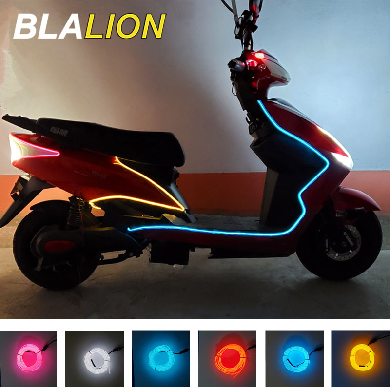 BLALION Motorrad dekorative Umgebungslampe, wasserdichtes Neonlicht, flexibel LED-Lichtstreifen mit Regler, 12 V, Atmosphärenlichter