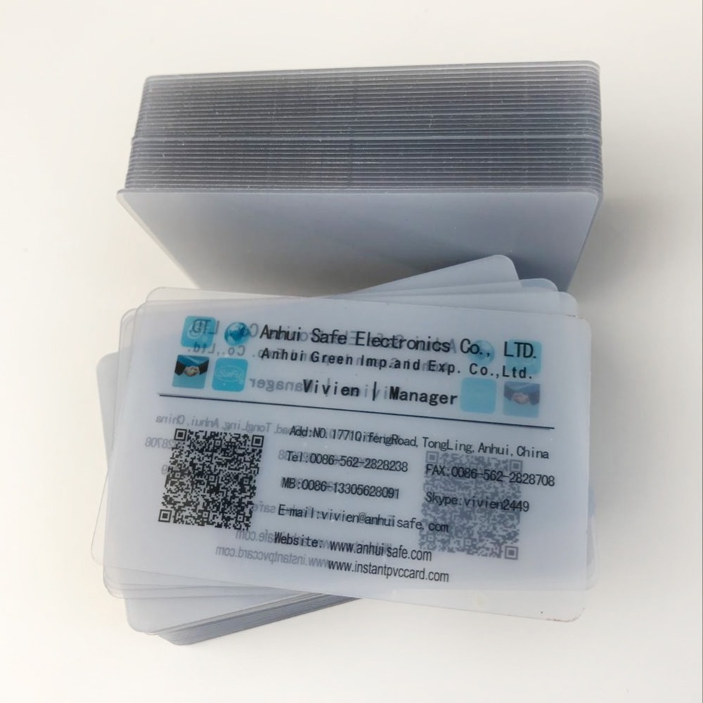100 Stuks Inkjet Transparante Plastic Blanco Pvc Naam Kaart Visitekaartje Met Glanzend En Waterdicht Oppervlak