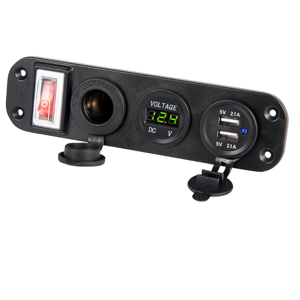 YuanTing 4-in-1 Dual USB Charger Socket With LED Voltmeter – 12V/24V Waterproof For Car, Boat, RV