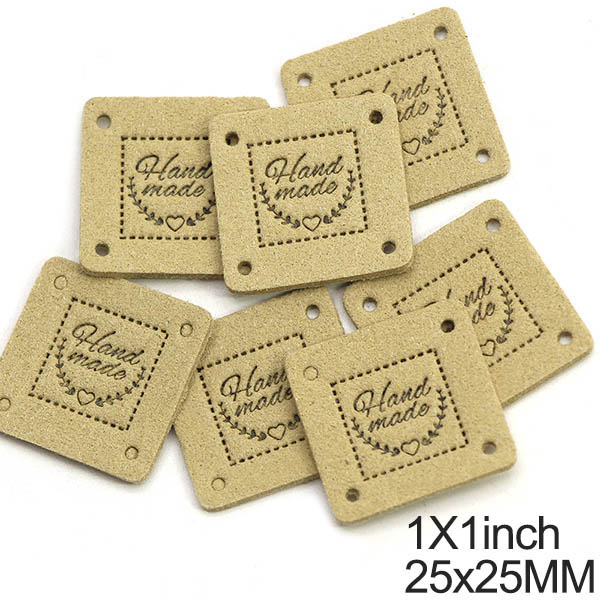 Étiquettes carrées en Fiber de cuir faites à la main pour vêtements, accessoires de couture, en forme de cœur, 25MM, 20 pièces: 01