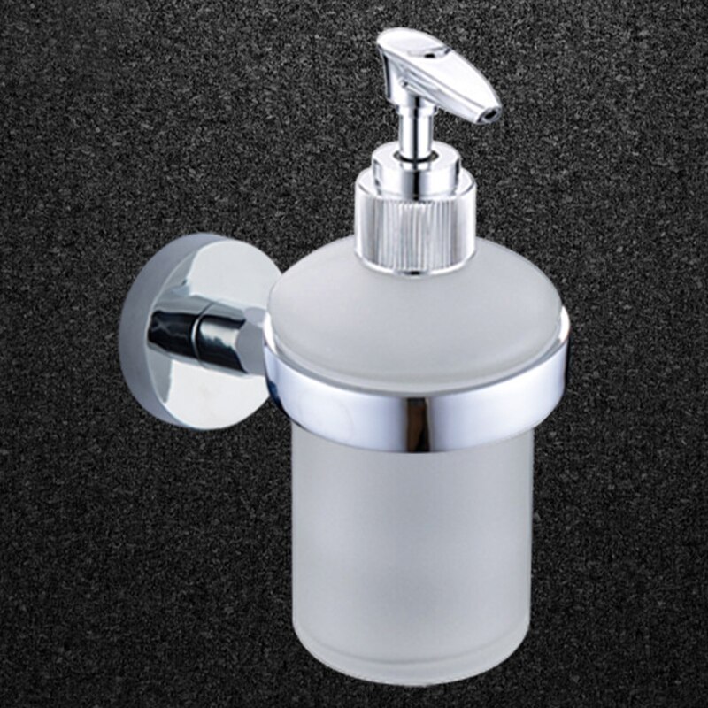 Bathroom Chrome Frosted Glass Soap Dispenser Wall Mounted Stylish Modern Hotel Concealed Fixing Frosted Glass Zinc Alloy And ABS