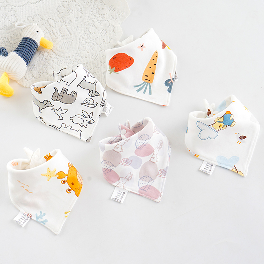 5 teile/los Baby Lätzchen Dreieck Doppel Baumwolle Lätzchen Cartoon Print Speichel Handtuch Baby Jungen Mädchen Fütterung Schürze Baumwolle Bandana Lätzchen