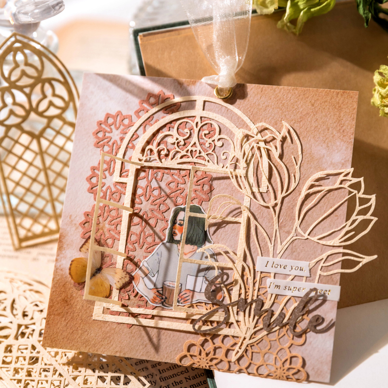 10 Pcs Ins Kant Materiaal Papier Uitgeholde Vlinder Bloemen Decoratieve Scrapbooking Dagboek Album Hand Gemaakt Collage Achtergrond Papier