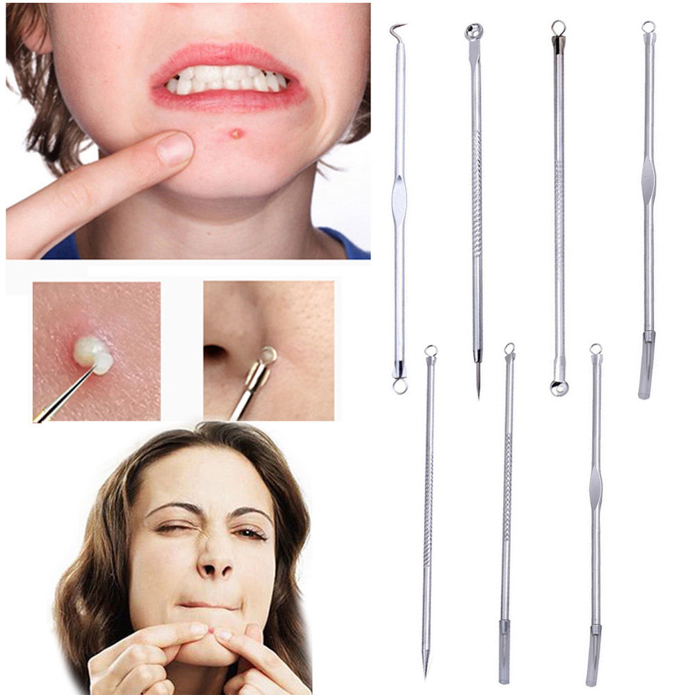 4/5/7/10 Pcs Pimple Blemish Comedone Acne Extractor Tool Blackhead Remover Needles Face Skin Care Tools: 7PCS
