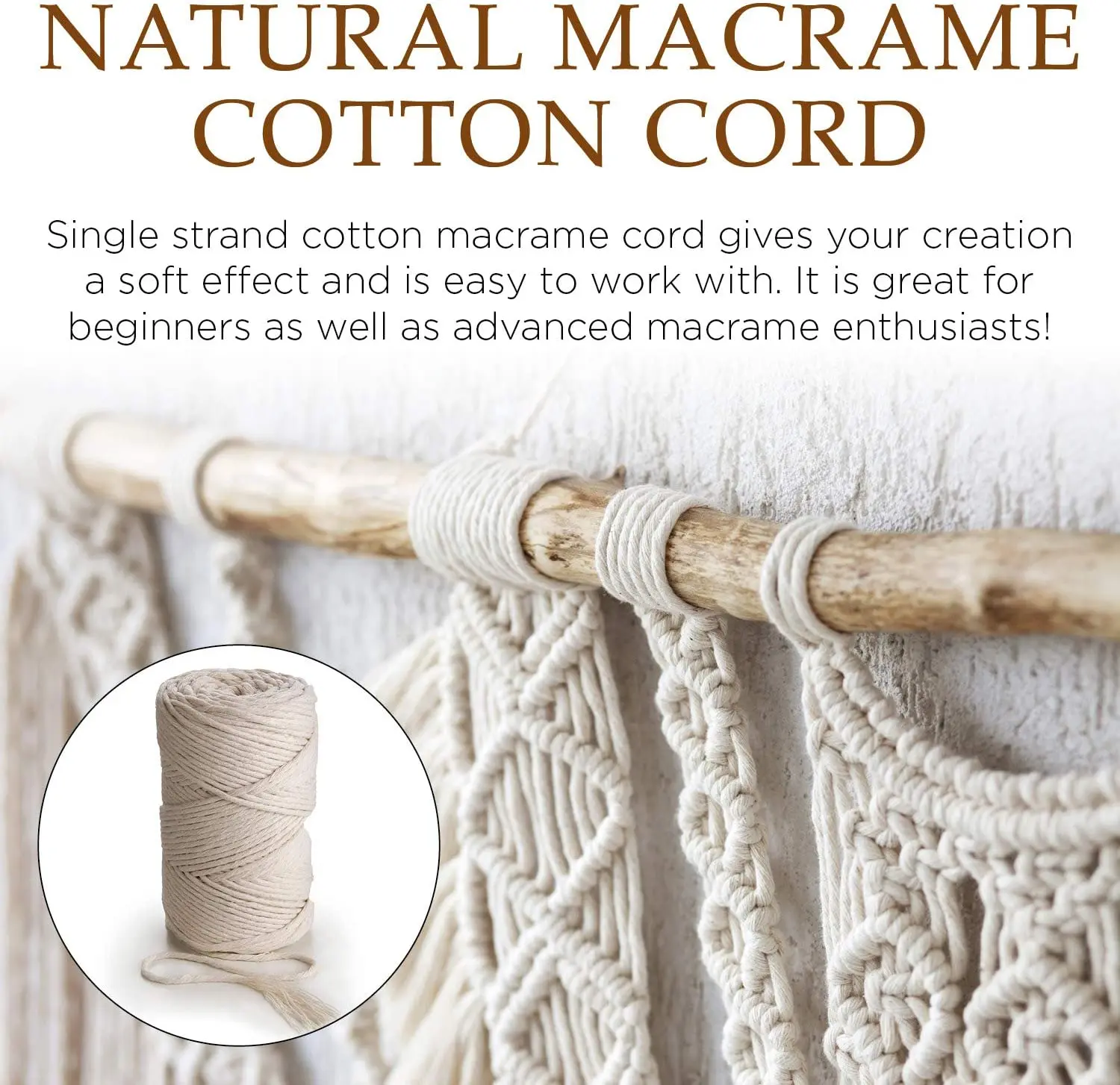 1/2/3/4/5/6/8/10mm Macrame Cord Natural Cotton Cord Twisted String For DIY Craft Knitting Making Plant Hangers Wall Hangings