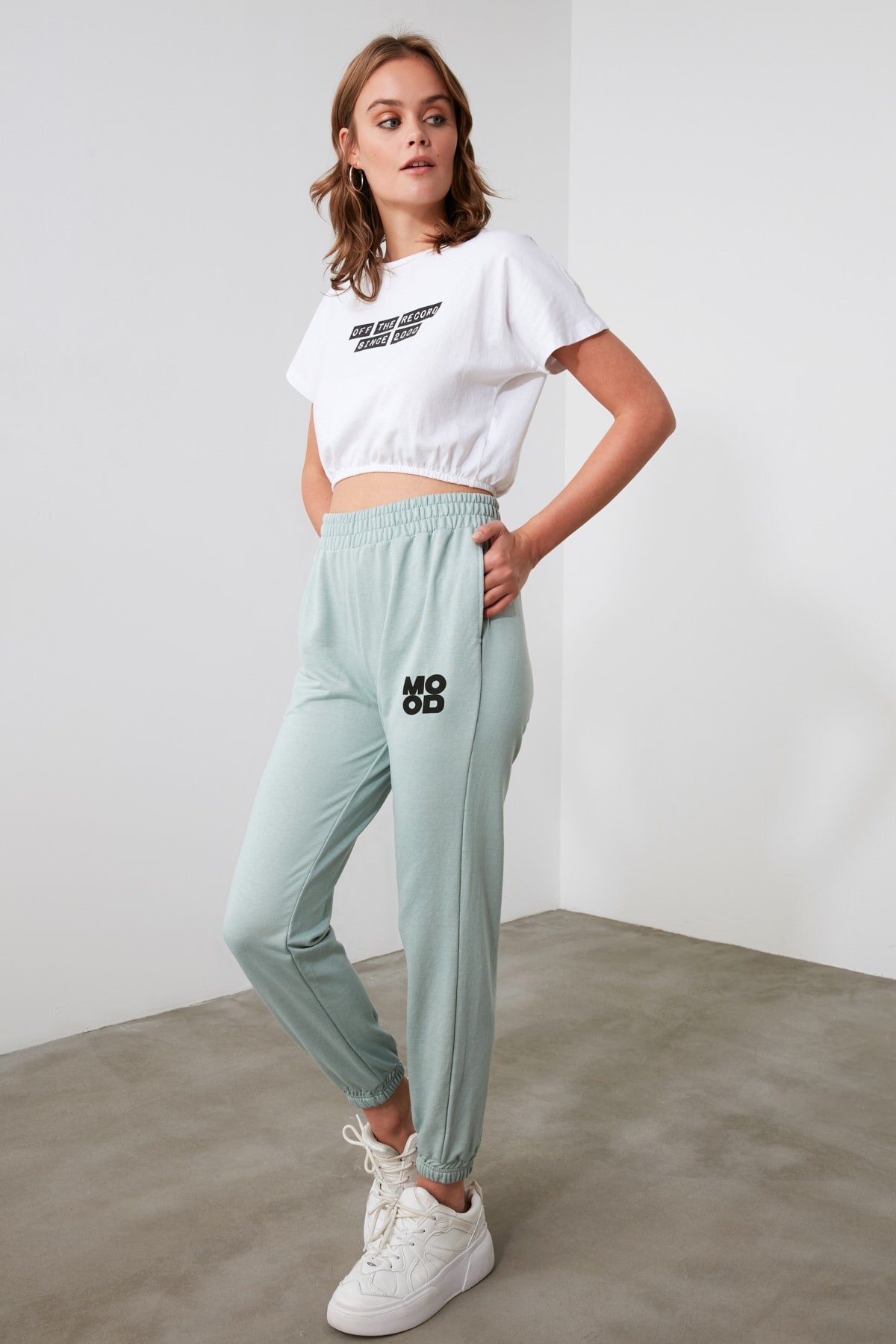 Trendyol Gedrukt Basic Gebreide Joggingbroek TWOAW21EA0277: Mint / S