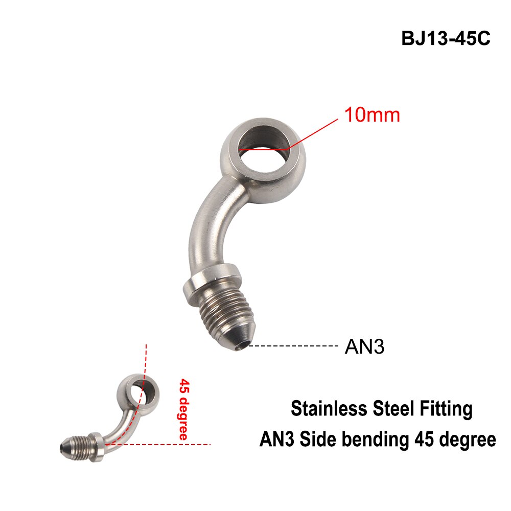 AN3 Motorcycle Motor Bike Hydraulic Brake Oil Hose Line Banjo Fitting m10x1 stainless Steel 10mm: BJ13-45C