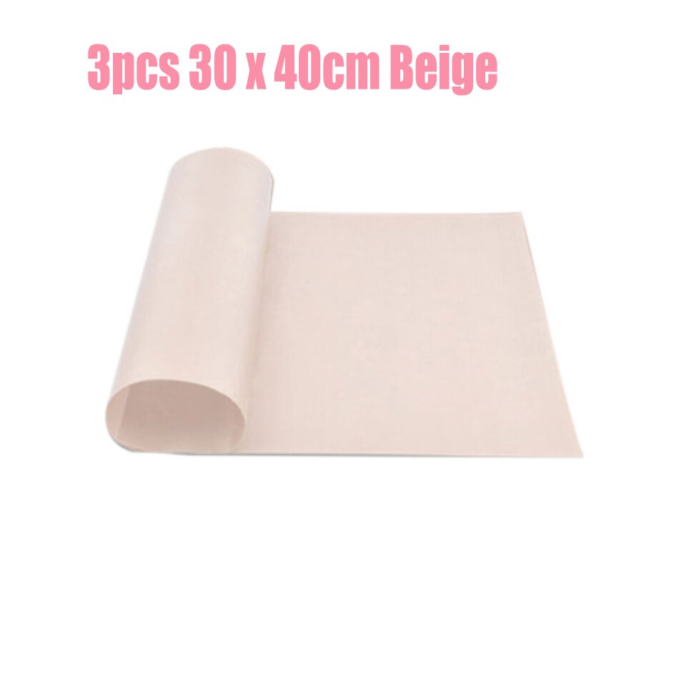 Reusable Baking Mat High Temperature Resistant Sheet Pastry Baking Oilpaper Heat-Resistant Pad Non-stick for Outdoor BBQ: 3pcs 30 x 40cm beige