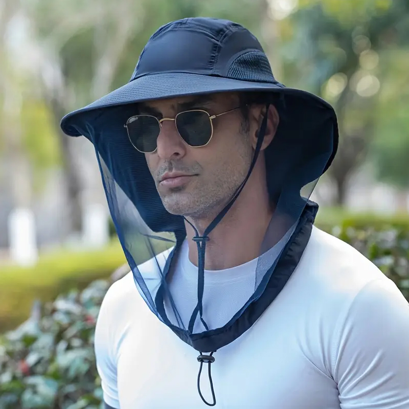 Gorro antimosquitos plegable a la con malla de red oculta para mujeres y hombres, gorro repelente de insectos y abejas, gorro de pesca con protección solar