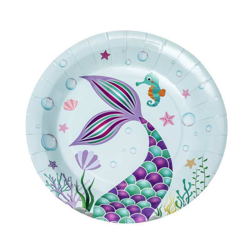 Mermaid Theme Birthday Party Decoration Mermaid Party Disposable Tableware Set Cake Topper Baby Shower Girl 1st Birthday Party