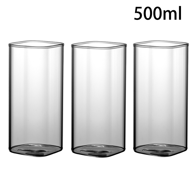 Verre fin carré nordique 250-500ml, style nordique, verres transparents, boisson froide, jus de Cola, café, lait, tasse, fournitures de cuisine de Restaurant: 3pc 500ml