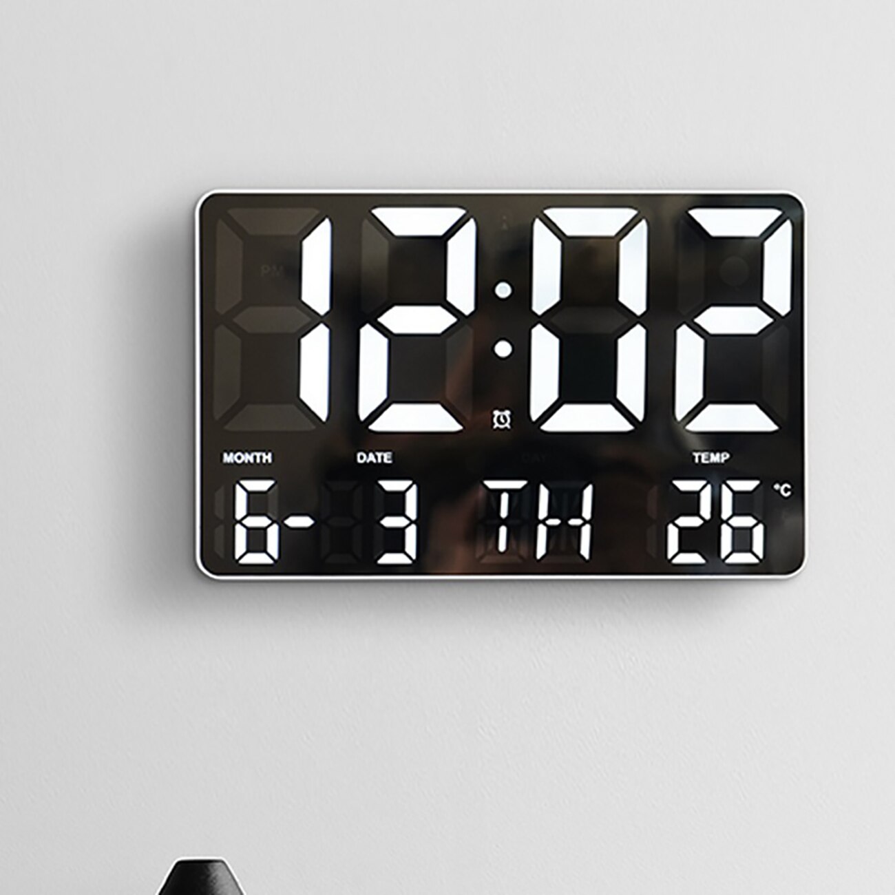 LED Digital Wall Clock Large Screen Electronic Clock Simple Living Room Multiple Alarm Clocks Wall Clock with Remote Control: Mirror background A