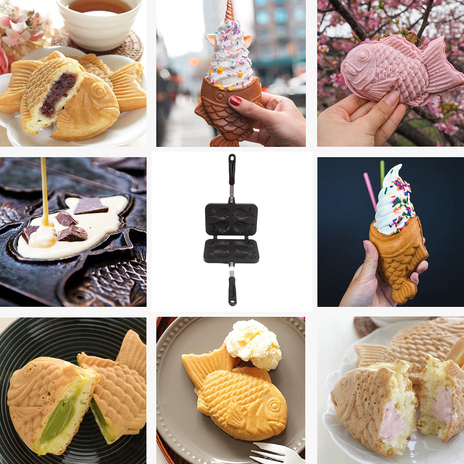 Taiyaki gotowanie Bakeware Taiyaki ryba kształt ciasto producent nie Stick Taiyaki podwójnie pieczenie patelnia wafel pieczenie forma Taiyaki ciasto producent