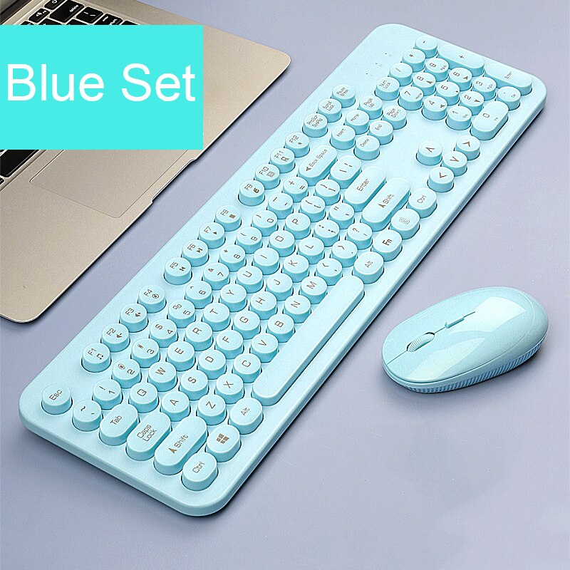 Wireless Gaming Keyboard Mouse Set 2.4G Wireless Mouse Keyboard Combo For Laptop Computer Xiaomi PC Gamer Slient Keypad Mice: Blue Set