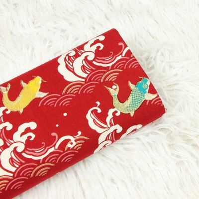 110x45cm Thick cotton fabric by Yard Waves Fish prints Cloth DIY Handmade Sewing Bag Patchwork Material Accessories Home Textile: Cotton Fabric 3