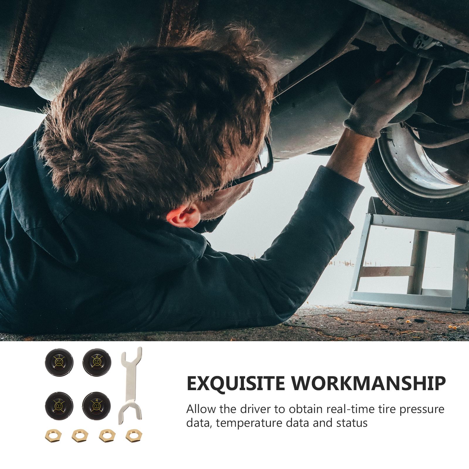 1 Set Tire Pressure Monitor Durable Practical Helpful Supply Tool For Auto Vehicle Power Charging Temperature Warning