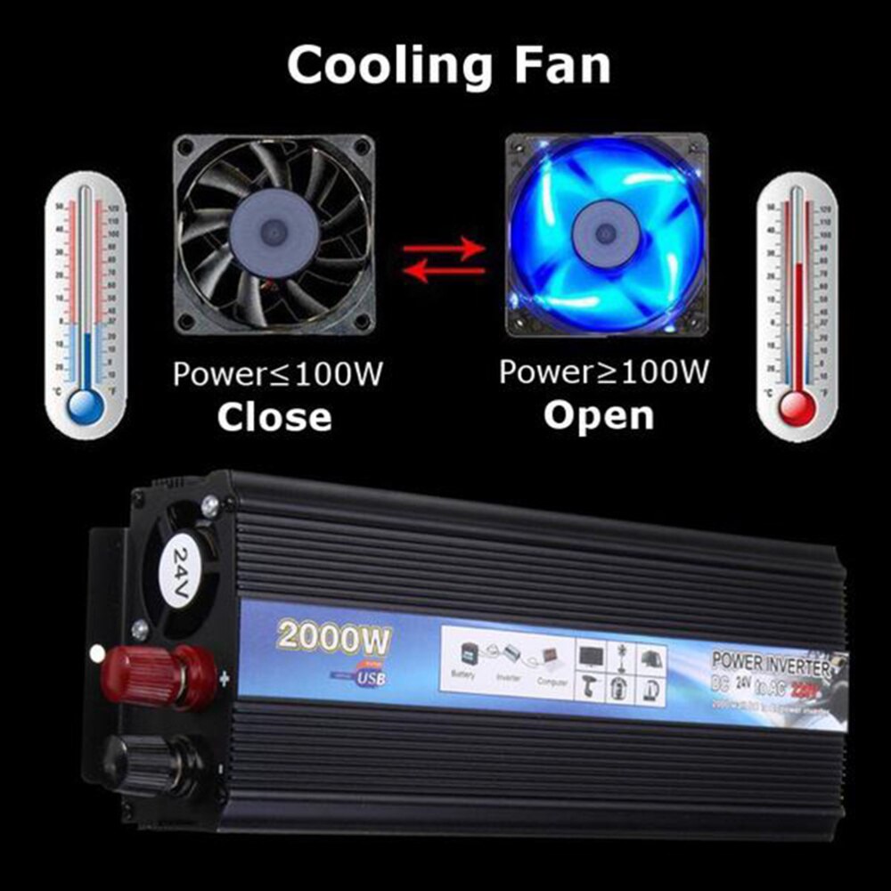 2000W Car 24V DC to 220V AC Converter Car Power Supply