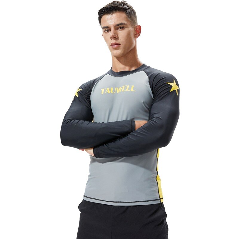 Rashguard Men Long Sleeve Swimwear Swim Shirt Lycra Surfing Rash Guard Swimsuit for Swimming Sailing Diving Wetsuit Clothes