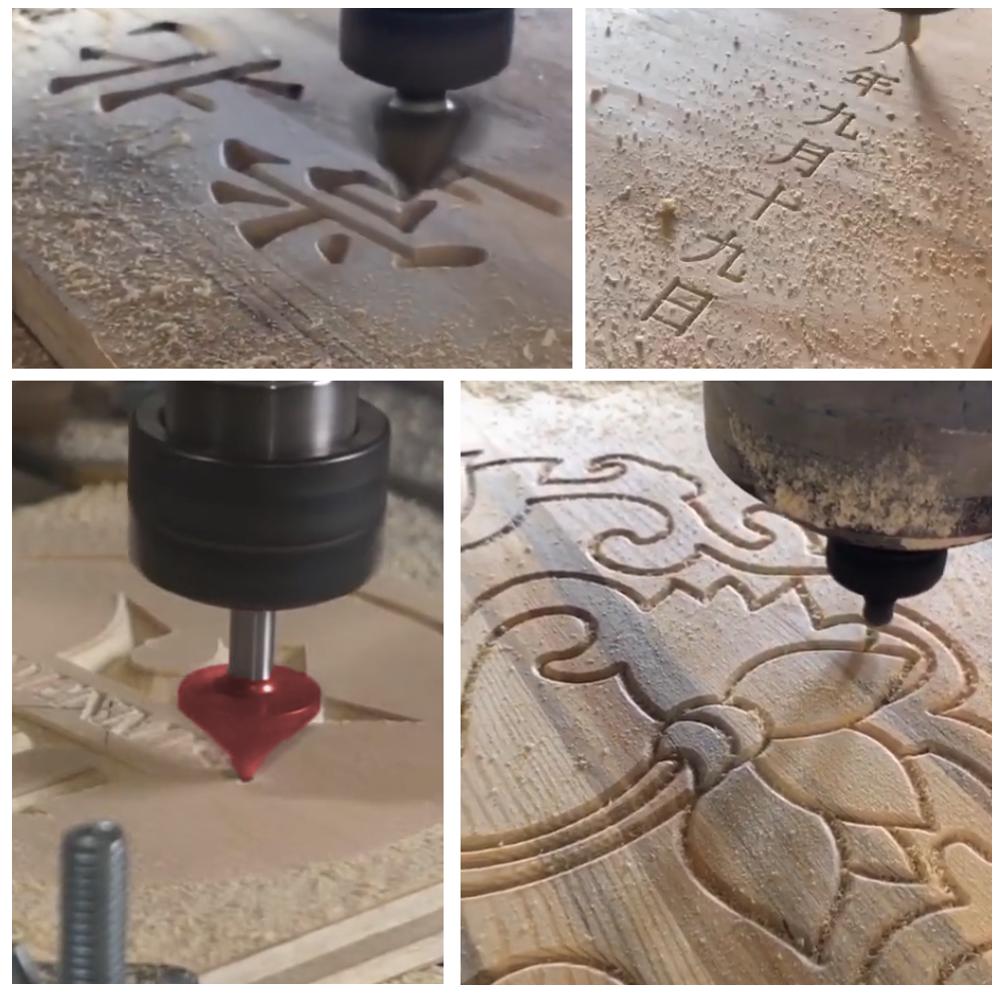 Jgzui 8mm skaft v bit cnc massiv hårdmetal endefræser 3d fræser til træ 60 90 120 150 grader wolfram træbearbejdningsfræser
