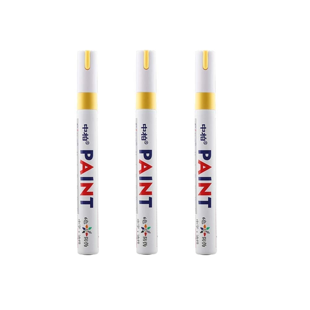 3 pièces pneu peinture stylo marqueur lettrage Permanent étanche encre pour voiture véhicule moto pneu (jaune)