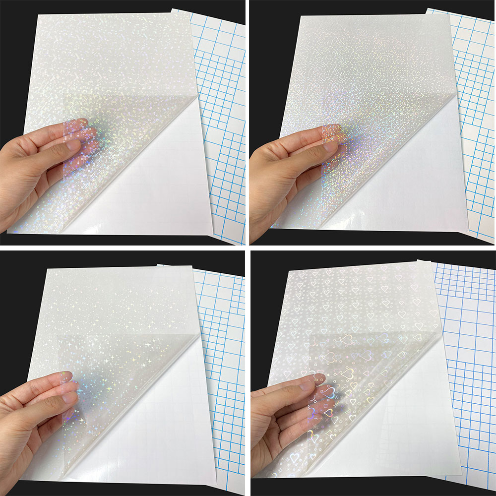 50 hojas de cinta adhesiva holográfica de lámina de arena, estampado en en papel fotográfico A4, película laminada en frío, paquete DIY, tarjeta de Color