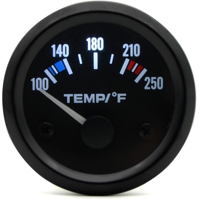 Dragon Gauge Watertemperatuur Automanometer 2 "52mm 40 ~ 120 Celsius / 100 ~ 250 Fahrenheit Temperatuur 12V Auto Instrument Zwarte Bezel: Donkergrijs