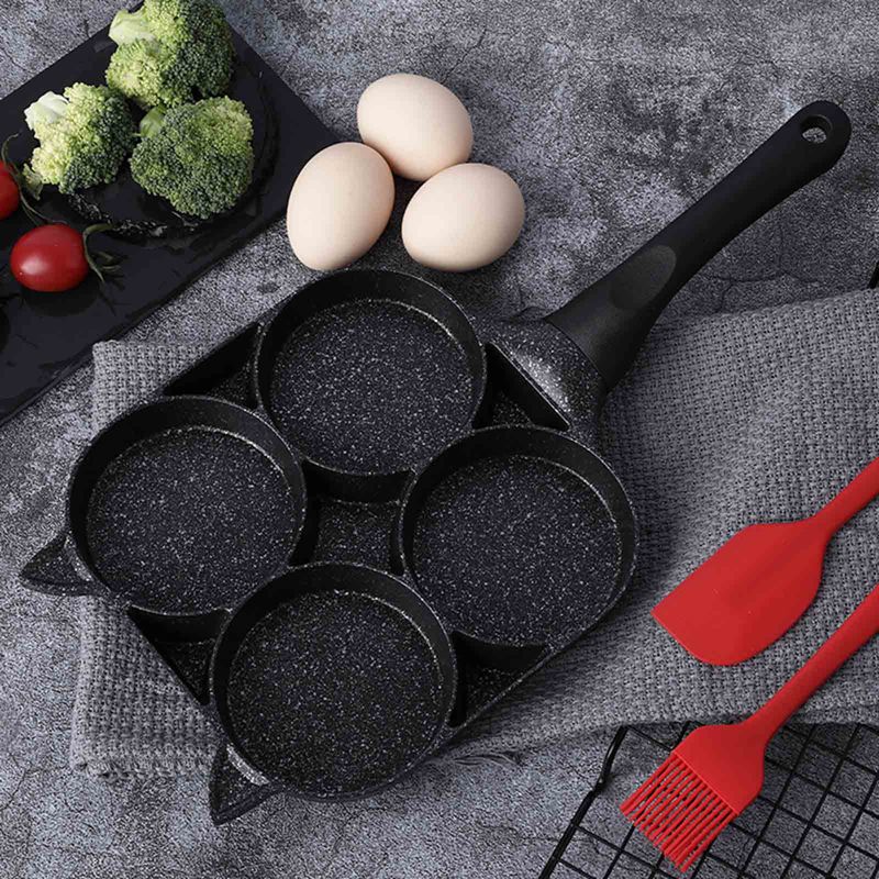 Oreilles de chat mignon cuisine oeuf Burger Pot pierre de riz quatre trous Omelette poêle à fond plat antiadhésif poêle petit déjeuner