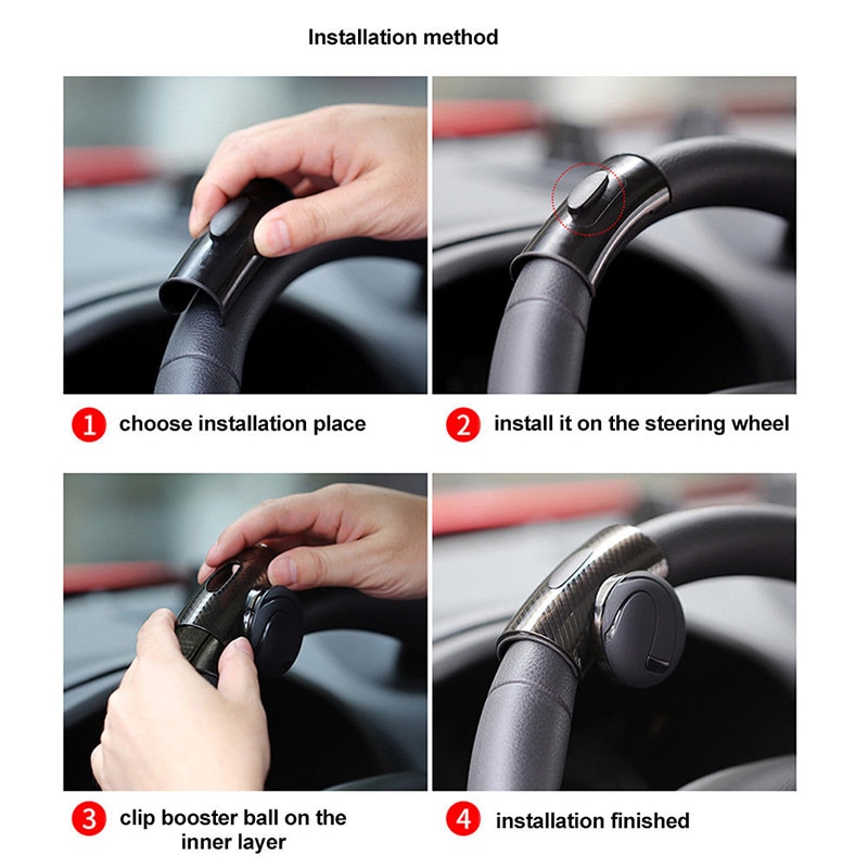 Universal Black Car Steering Wheel Spinner Knob Auxiliary Booster Aid Control Handle Grip 360 Degree Rotation Anti-slip 85*55mm