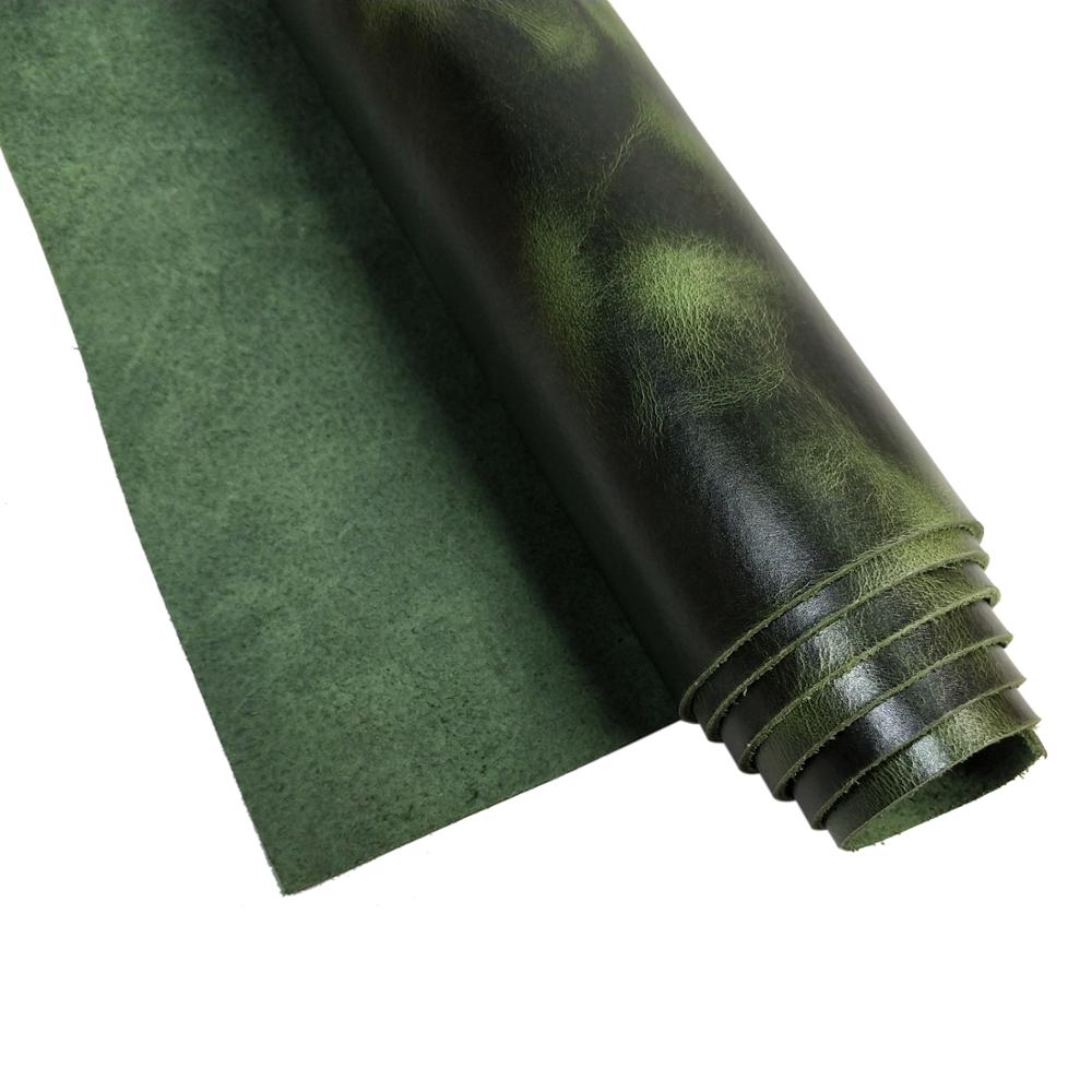 Olie Gelooid Leer Echt Koeienhuid Leer Materiaal Stuk 2.0Mm Dikte Wax Leer Voor Diy Hand Leathercraft: Green / 30cm x 30cm