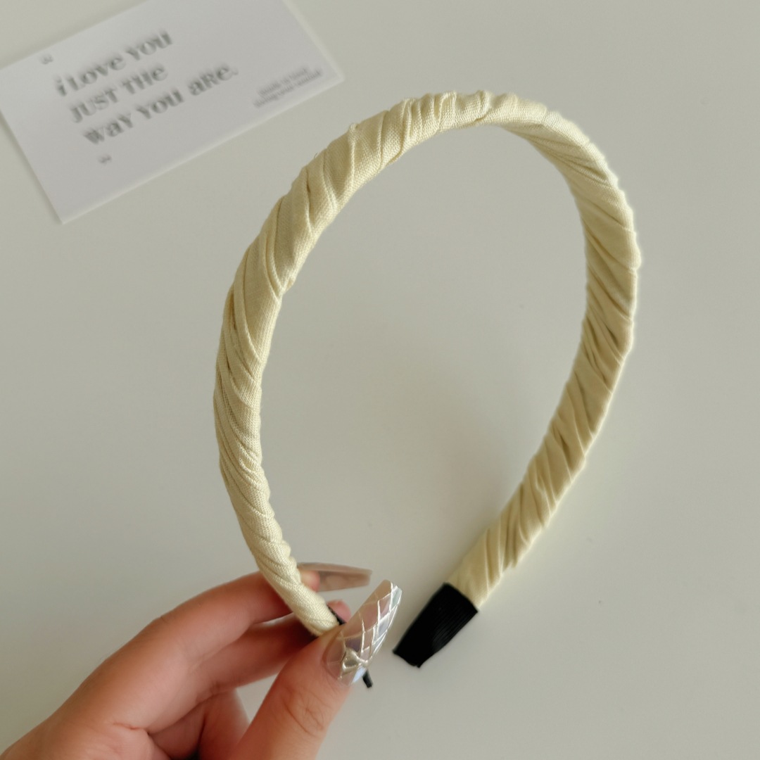Colorful thin Fabric Wrapped Hairband Headband Hair Accessories Hair Jewerlery: Beige